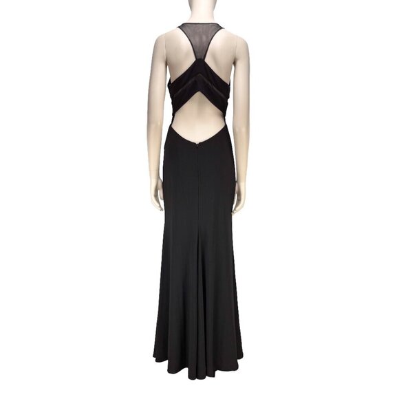 CLARISSE Low-back Prom Dress Mesh Contemporary Fitted Long Black Evening Gown 6 - Picture 3 of 12